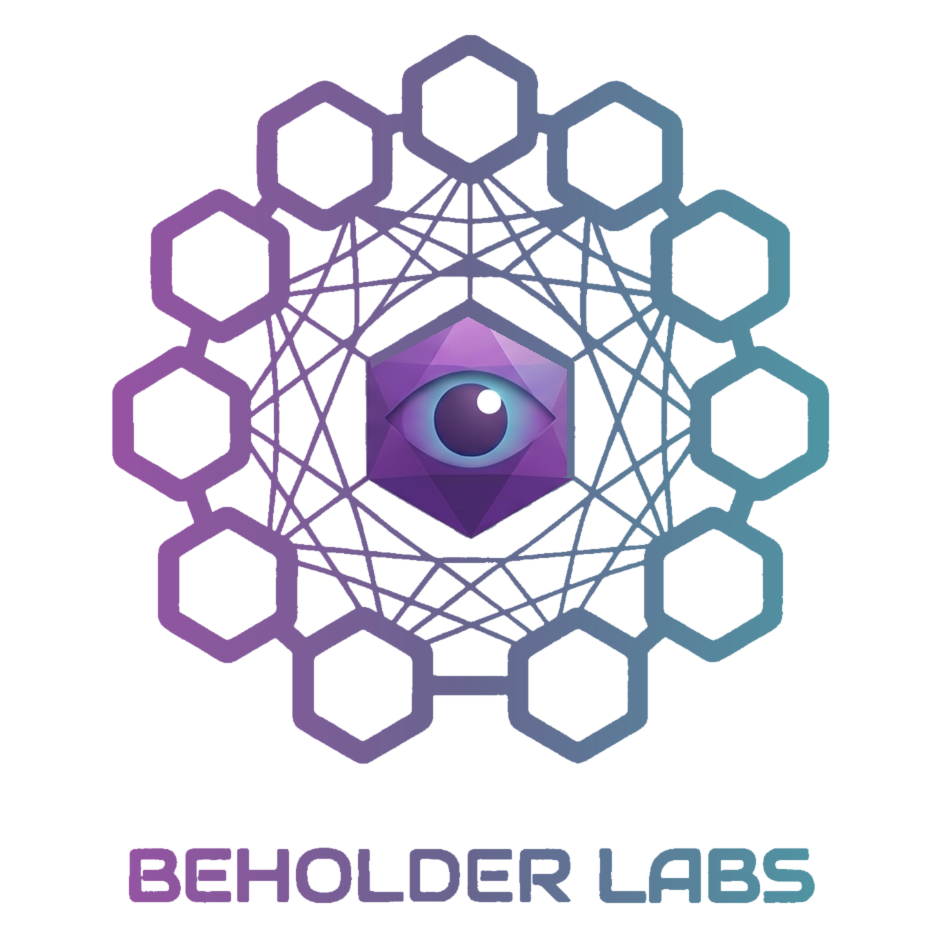 Beholder Labs — eye in a connected ring of hexagons